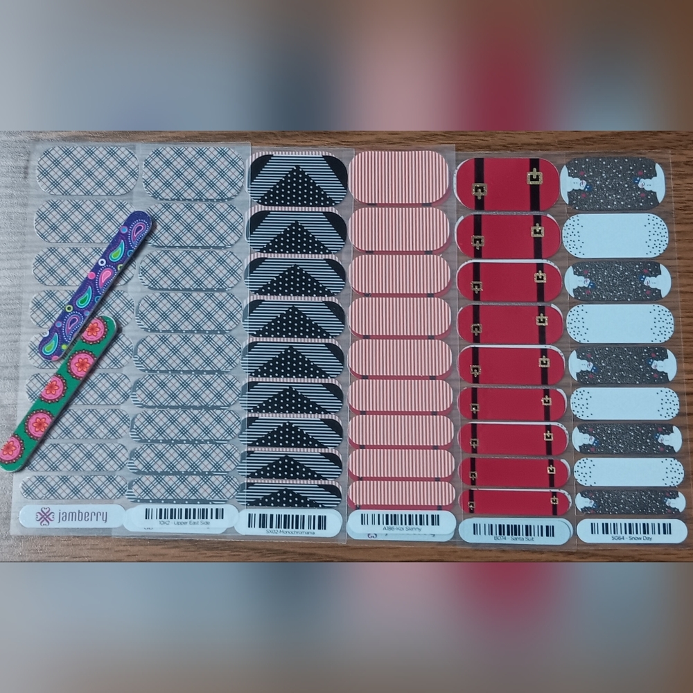 ⚜️ Jamberry Nail Wrap Lot ⚜️ J6 ⚜️ NWT ⚜️ 5 Packs ⚜️ 2 Files ⚜️